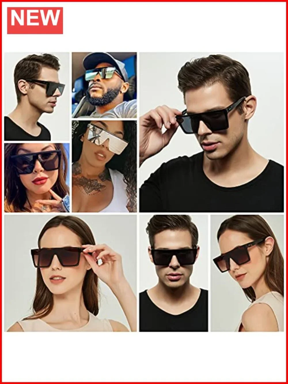 Oversized Square Flat Top Sunglasses UV400 Non-Polarized Women Gift